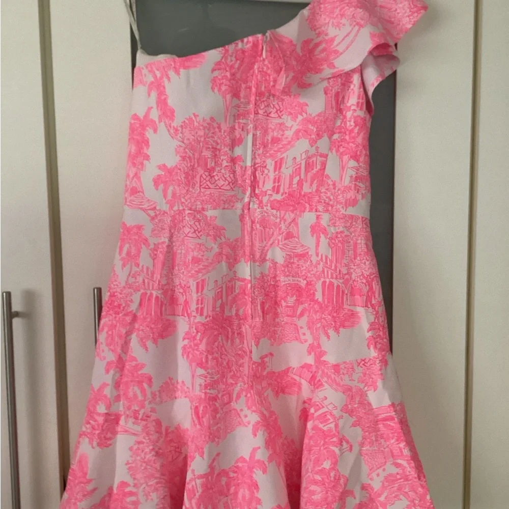 NWT Lilly Pulitzer Ariana one shoulder ruffle romper in Roxie Pink NWT - Picture 8 of 13